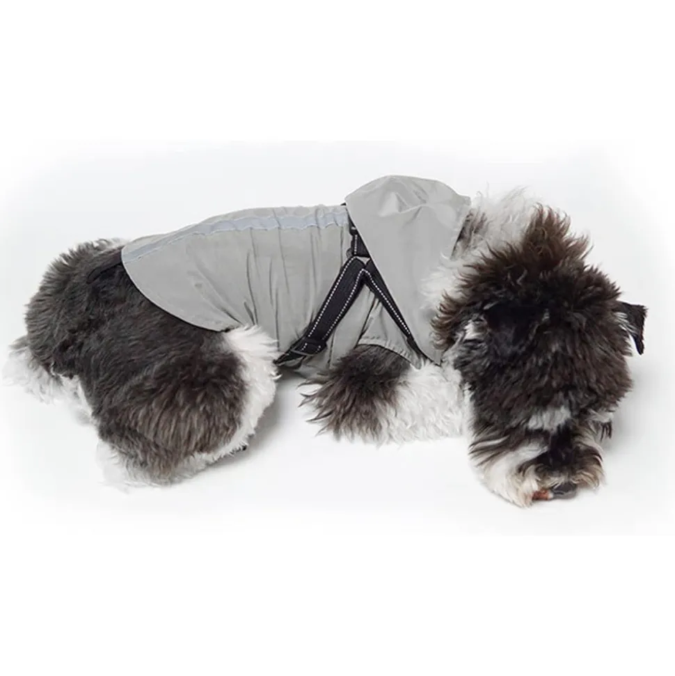 DOWNYPAWS - Manteau pour chiens-avec harnais-réfléchissant imperméable-gris taille 2xl