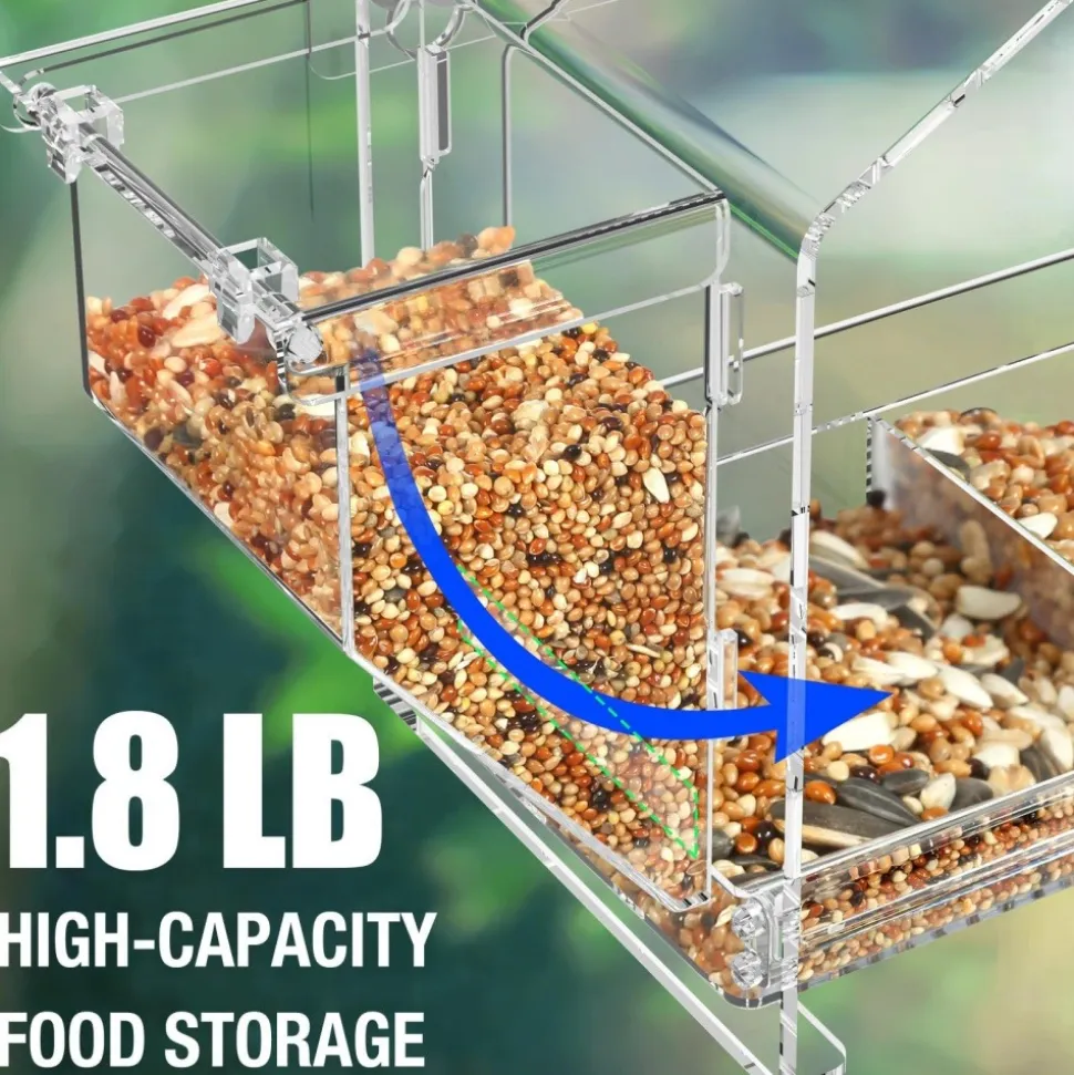 DOWNYPAWS - Nid d'oiseaux transparent - remplisseur d'aliments pour oiseaux pour fenêtre extérieure