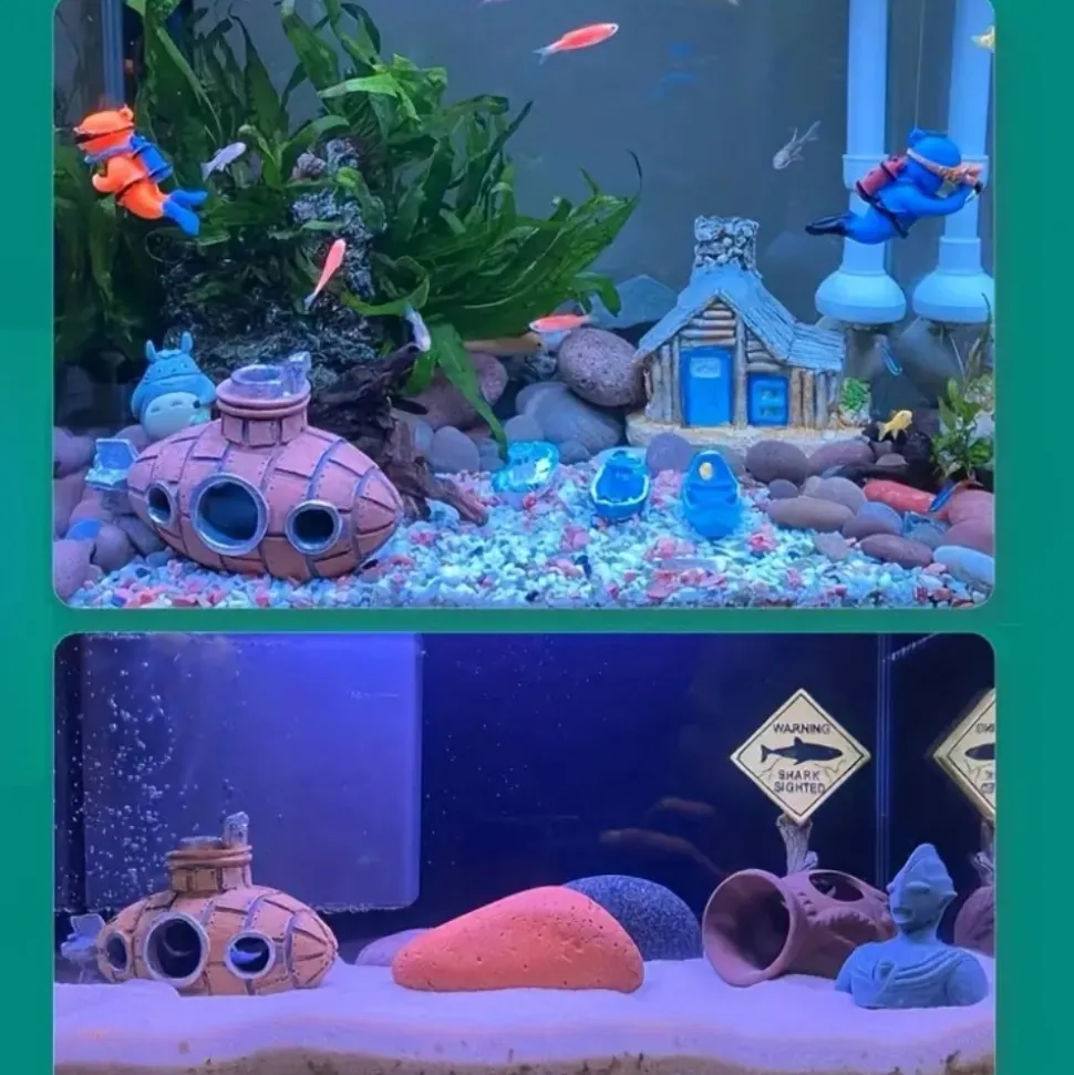 DOWNYPAWS - Ornement d'aquarium en résine