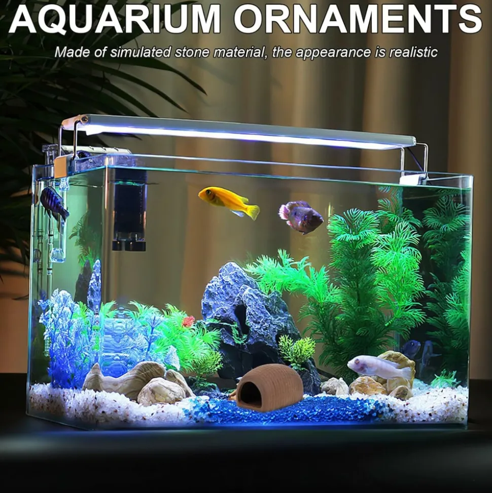 DOWNYPAWS - 3 ornements céramique pour aquarium - cachette sûre