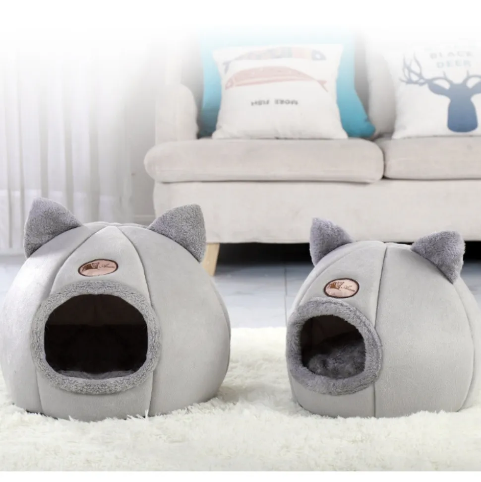 DOWNYPAWS - Panier pour chat-lit pour chat- forme de chat gris-xl 40 x 40 x 40 cm