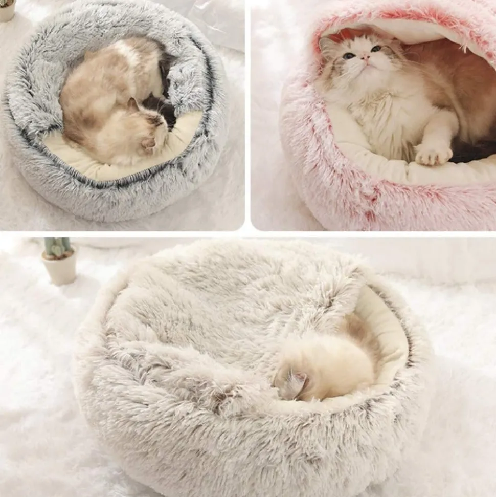 DOWNYPAWS - Panier - rond tissu peluche extra-doux
