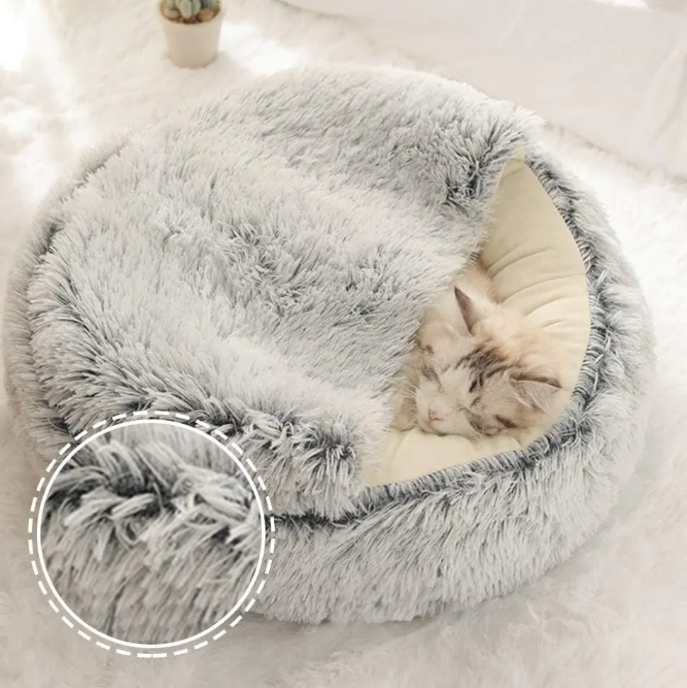 DOWNYPAWS - Panier - rond tissu peluche extra-doux