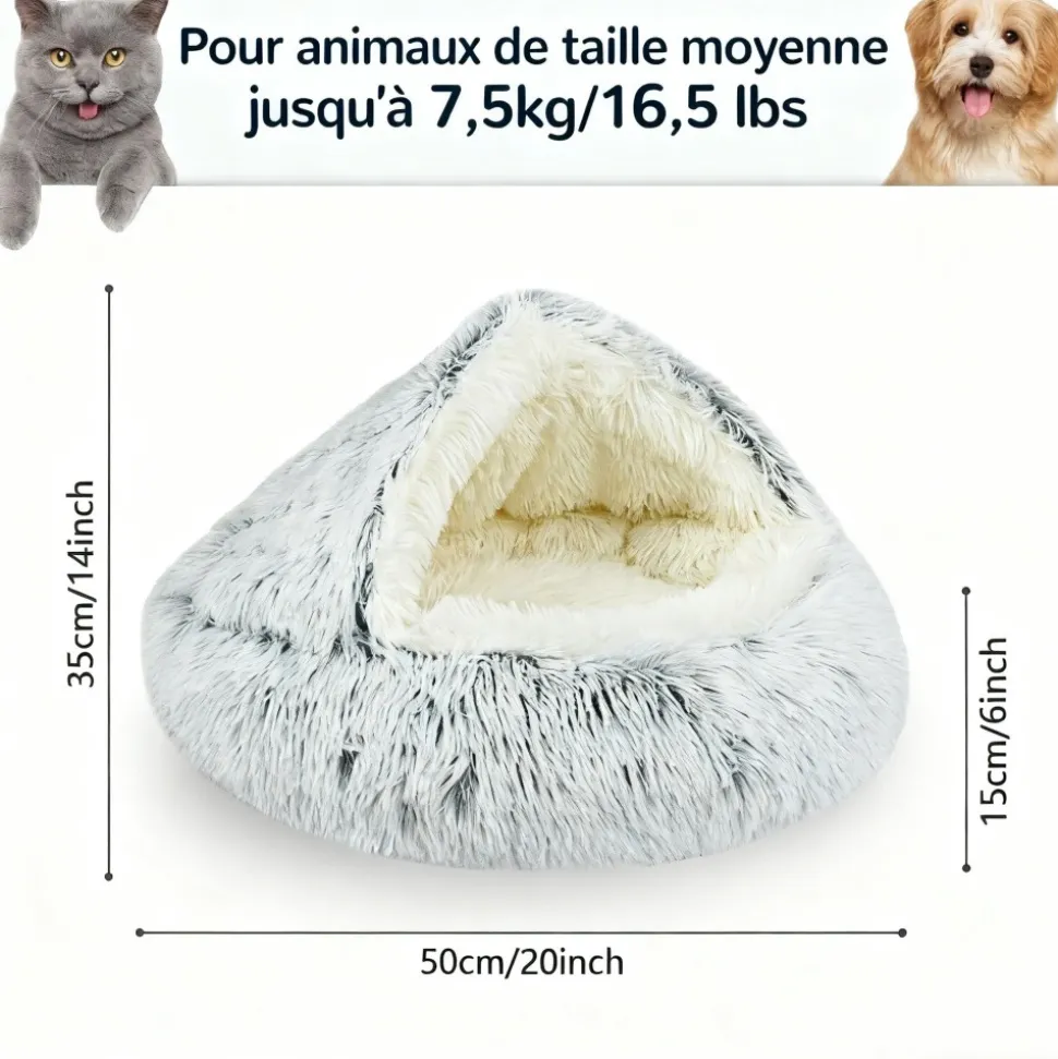 DOWNYPAWS - Panier - rond tissu peluche extra-doux