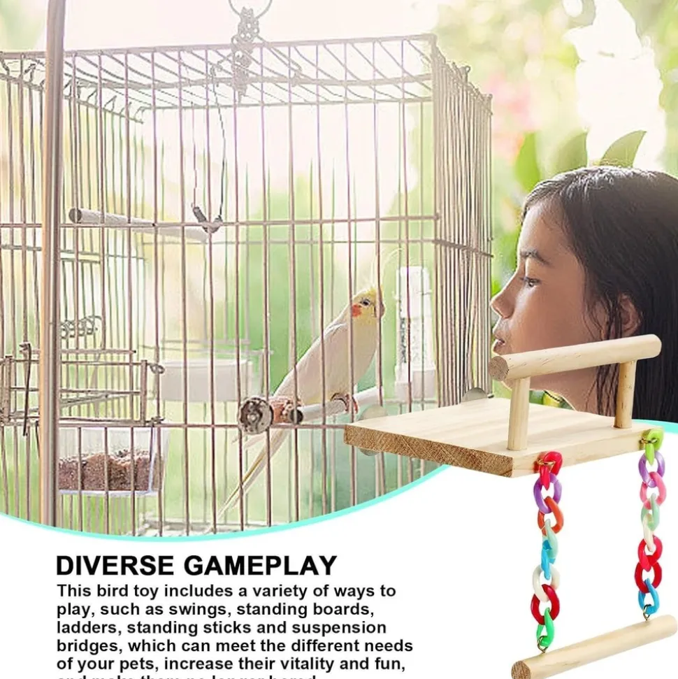 DOWNYPAWS - Perchoir balançoire en corde pour oiseaux