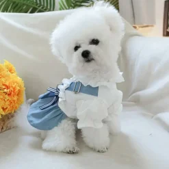 DOWNYPAWS - Robe pour animaux de compagnie avec volants en nœud