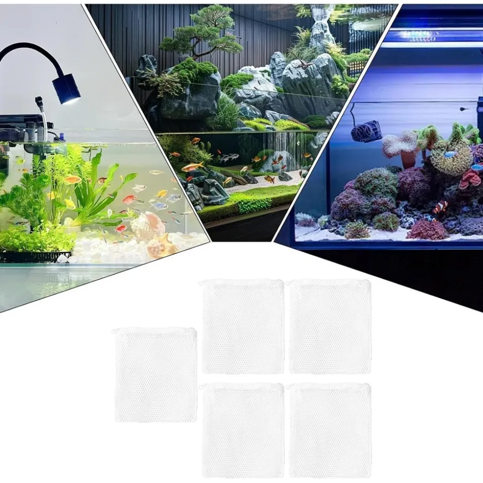 DOWNYPAWS - Sacs filtrants réutilisables pour aquarium - 5x mailles fines
