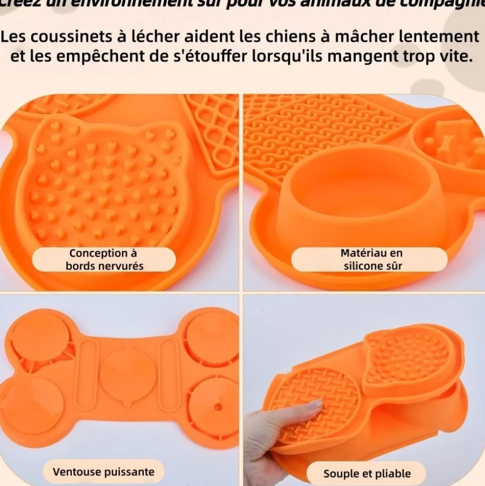 DOWNYPAWS - Tapis antifuite - 6 en 1 slow feeder gamelle