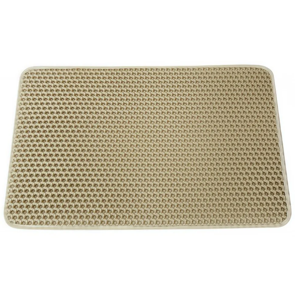 DOWNYPAWS - Tapis de litière pour chat : filtre double couche anti-transport lavable grand contrôle du sable amovible en velcro