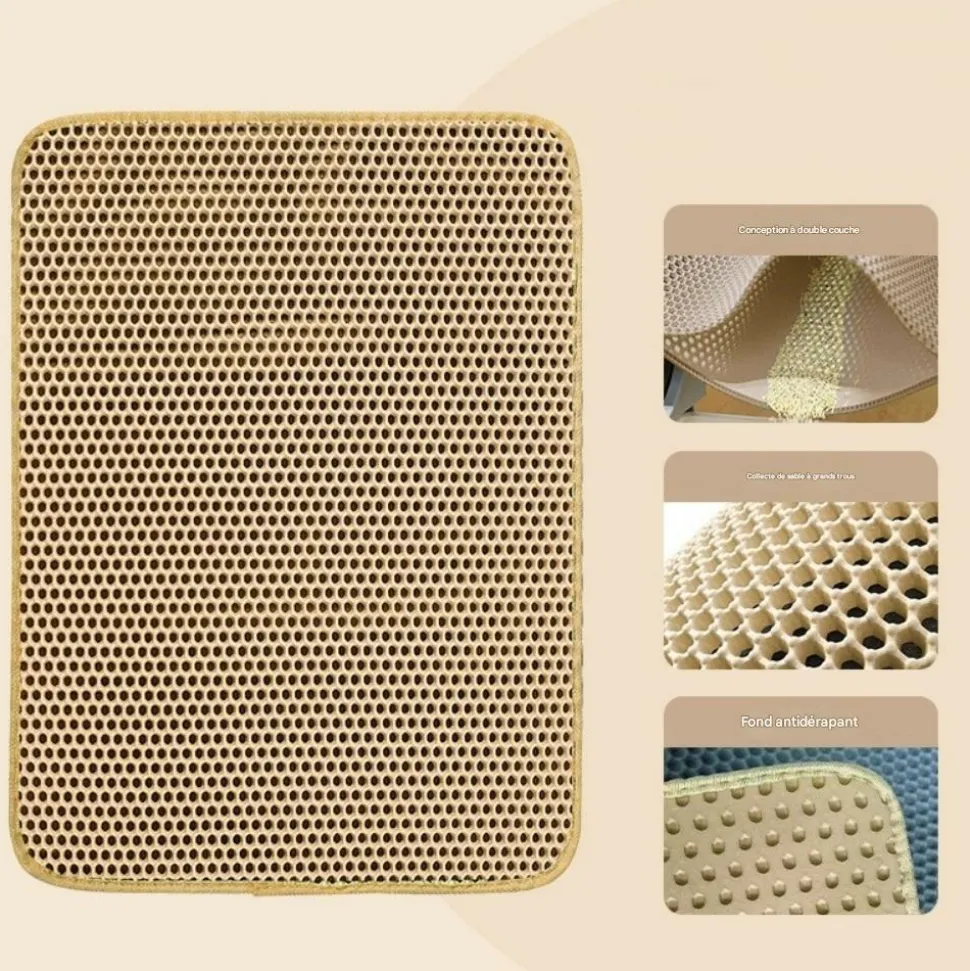 DOWNYPAWS - Tapis de litière pour chat kaki 40*50cm
