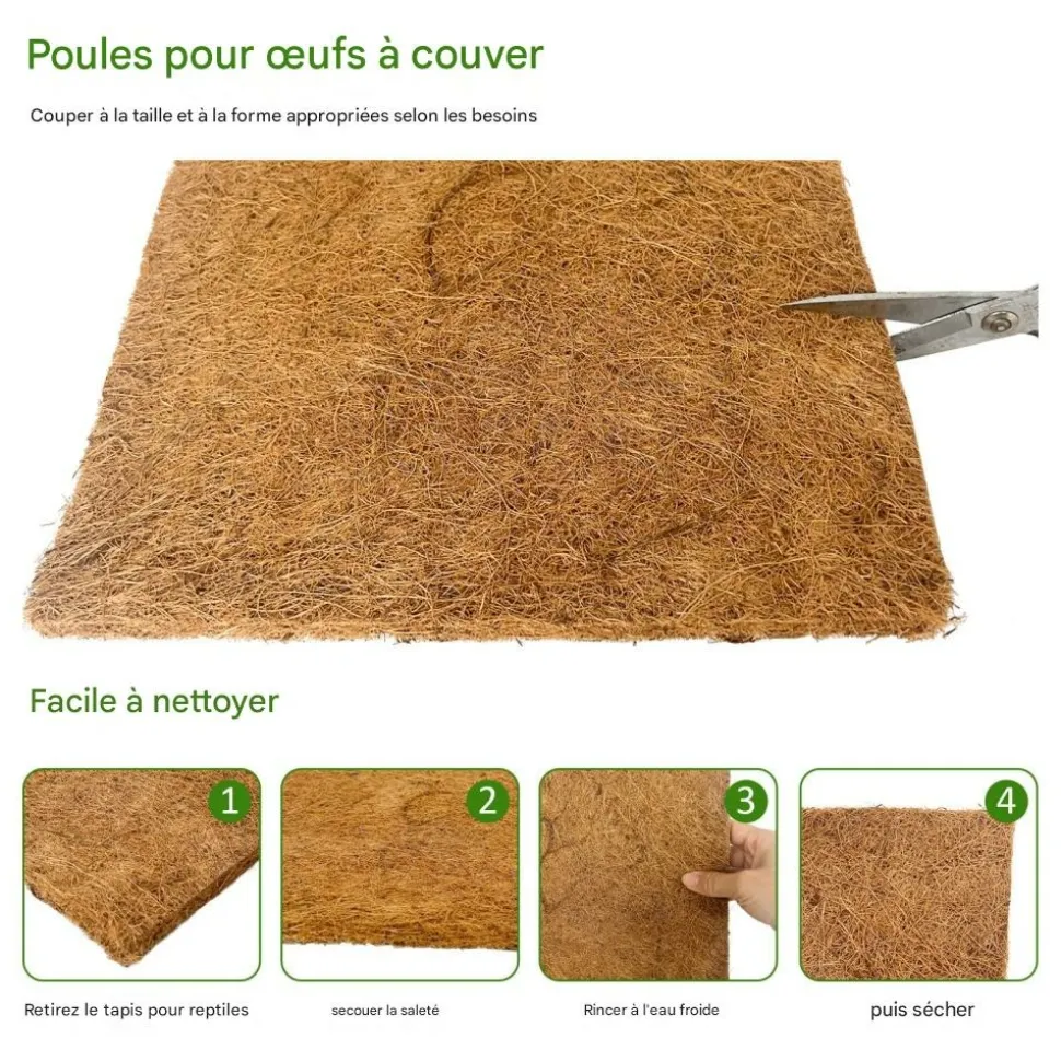 DOWNYPAWS - Tapis en fibre de noix de coco pour nid d'oiseau et animal de compagnie 30*30cm 5 pièces