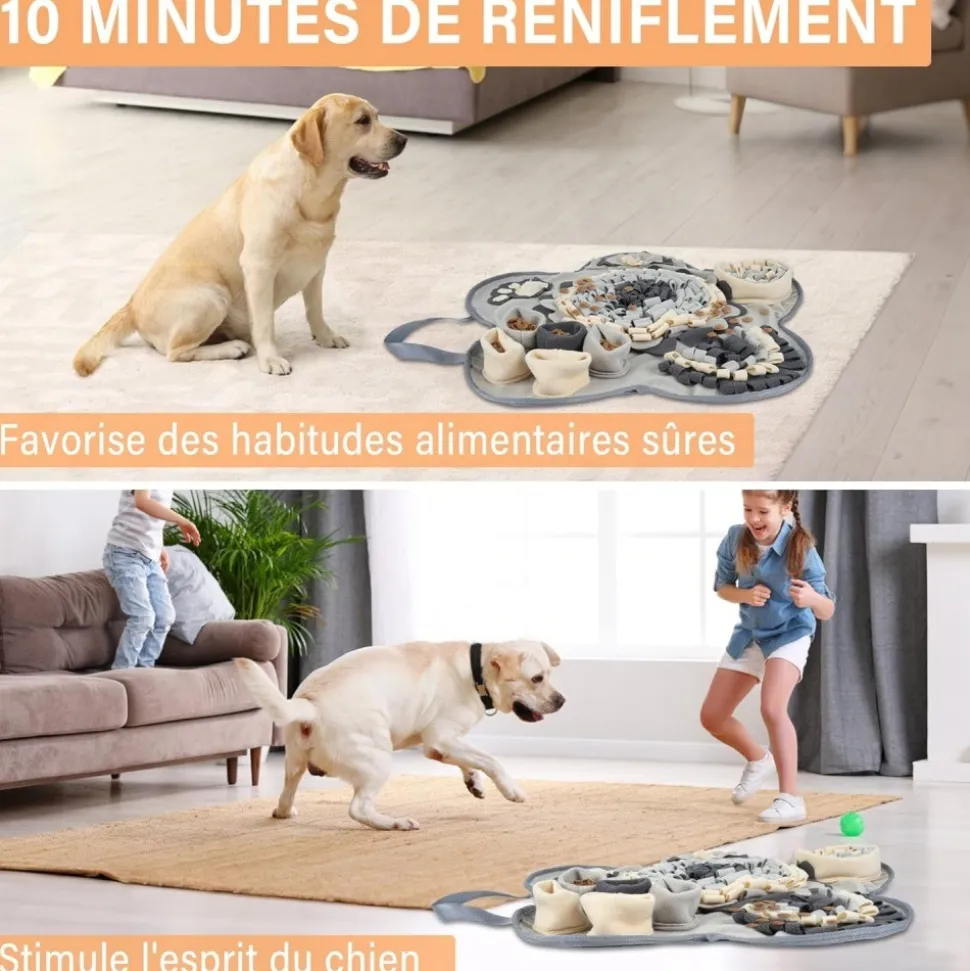 DOWNYPAWS - Tapis à lécher pour chiens-jouets pour chiens-gamelles slow food-gris