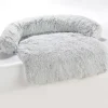 DOWNYPAWS - Tapis pour lit de chien en peluche, universel pour toutes saisons gris foncé 95 x 80 x 15 cm