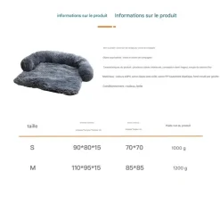DOWNYPAWS - Tapis pour lit de chien en peluche, universel pour toutes saisons gris foncé 95 x 80 x 15 cm