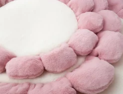 DOWNYPAWS - Tapis rond en fourrure de lapin douce - lit pour chat coussin pour chien tapis girly fleuri pour animaux de compagnie