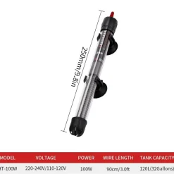 DOWNYPAWS - Tige chauffante automatique à température constante, 100 w pour aquarium