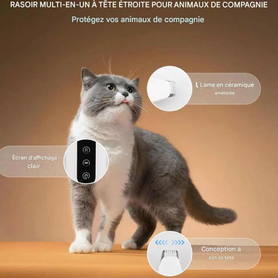 DOWNYPAWS - Tondeuse pattes chien chat avec affichage led