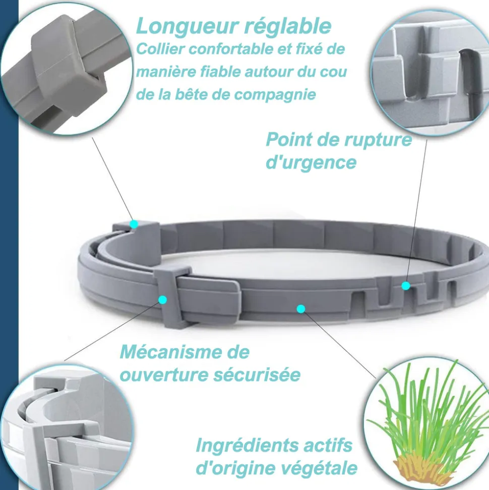 DTOPBUYAGE - Collier anti-puces et tiques pour chien