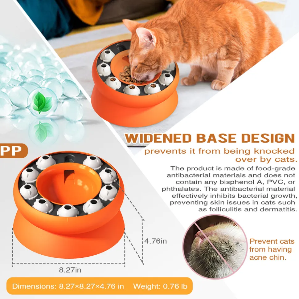 DTOPBUYAGE - Gamelle pour chat - surélevée avec support, jouet puzzle interactif
