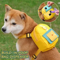 DTOPBUYAGE - Harnais pour chien avec sac à dos - jaune