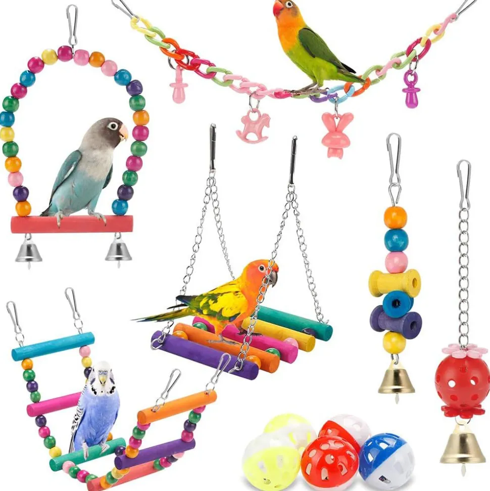 DTOPBUYAGE - Jeux pour oiseaux - avec fonctions de balance, hamac, escalade et chewing