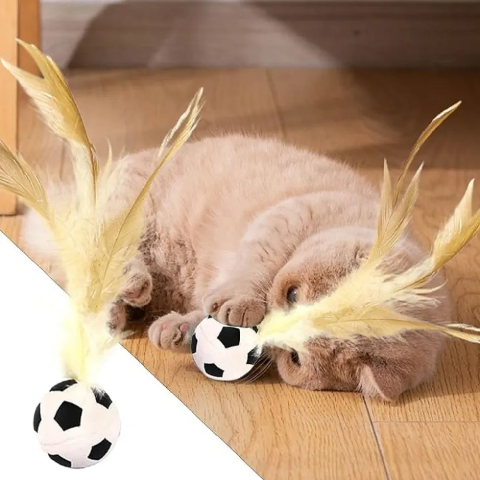 DTOPBUYAGE - Jouet de ballon à plumes pour chat (lot de 2)