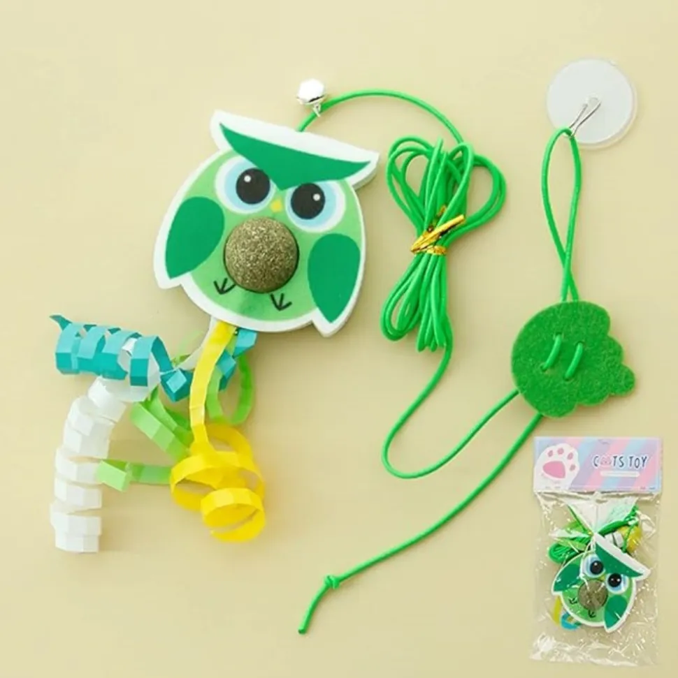 DTOPBUYAGE - Jouet de chat suspendu rebondissant catnip intérieur(petit oiseau vert)