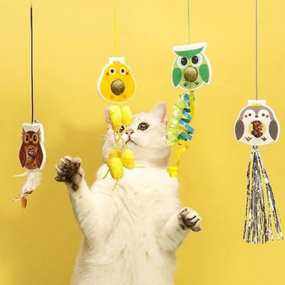 DTOPBUYAGE - Jouet de chat suspendu rebondissant catnip intérieur(petit oiseau vert)