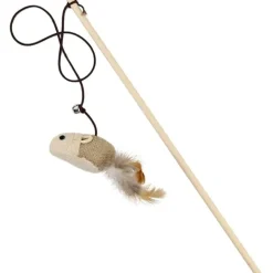 DTOPBUYAGE - Jouet plumes chat bâton bois interactive clochette