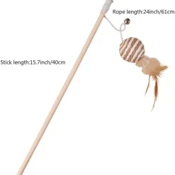 DTOPBUYAGE - Jouet plumes chat bâton bois interactive clochette
