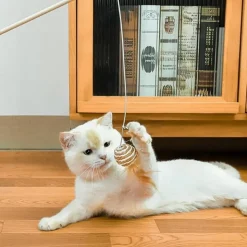 DTOPBUYAGE - Jouet plumes chat bâton bois interactive clochette