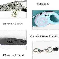 DTOPBUYAGE - Laisse rétractable 5 m pour chiens petit moyen taille rose