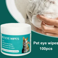 DTOPBUYAGE - Lot de 100 - lingettes douces pour les yeux de chat et chien