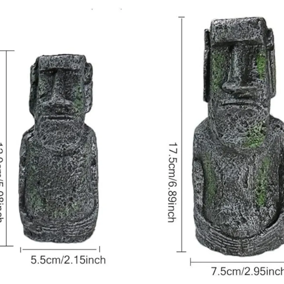 DTOPBUYAGE - Lot 2 statues tête île pâques déco