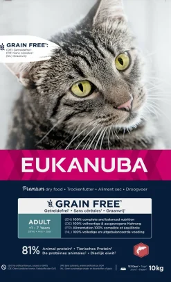 EUKANUBA - Eukanuba - croquettes sans céréales au saumon pour chat 10kg