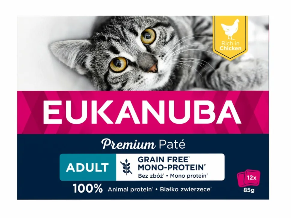 EUKANUBA - Eukanuba - pâtées sans céréales au poulet pour chat 85g