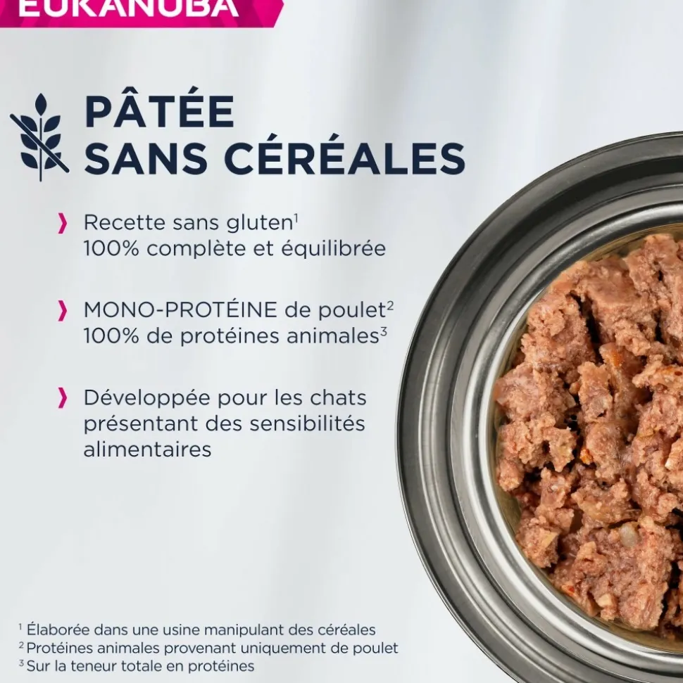 EUKANUBA - Eukanuba - pâtées sans céréales au poulet pour chat 85g