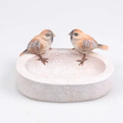 FARMWOOD ANIMALS - Bain oiseau en résine avec oiseaux 20 x 15 x 10.5 cm moineau
