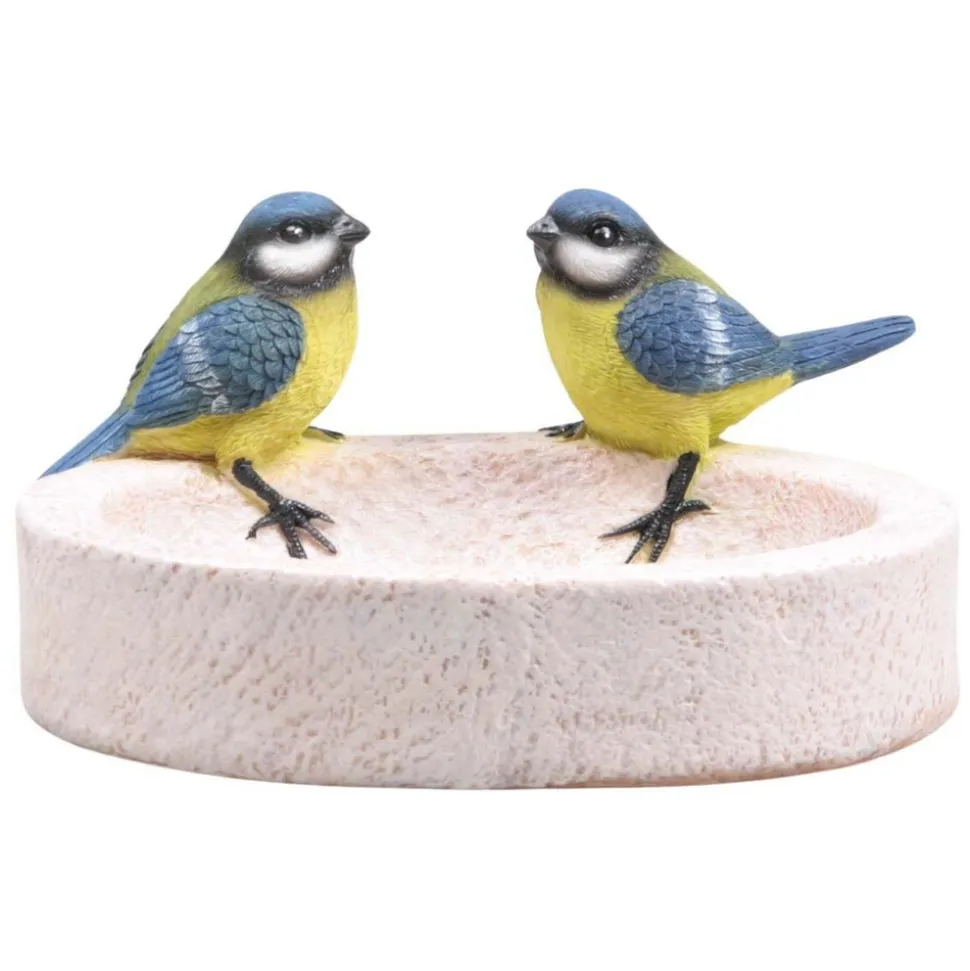 FARMWOOD ANIMALS - Bain oiseau en résine avec oiseaux 20 x 15 x 10.5 cm mésange charbonnière