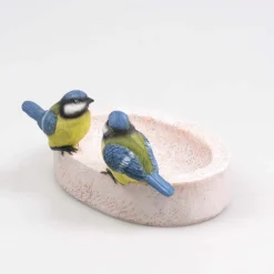 FARMWOOD ANIMALS - Bain oiseau en résine avec oiseaux 20 x 15 x 10.5 cm mésange charbonnière