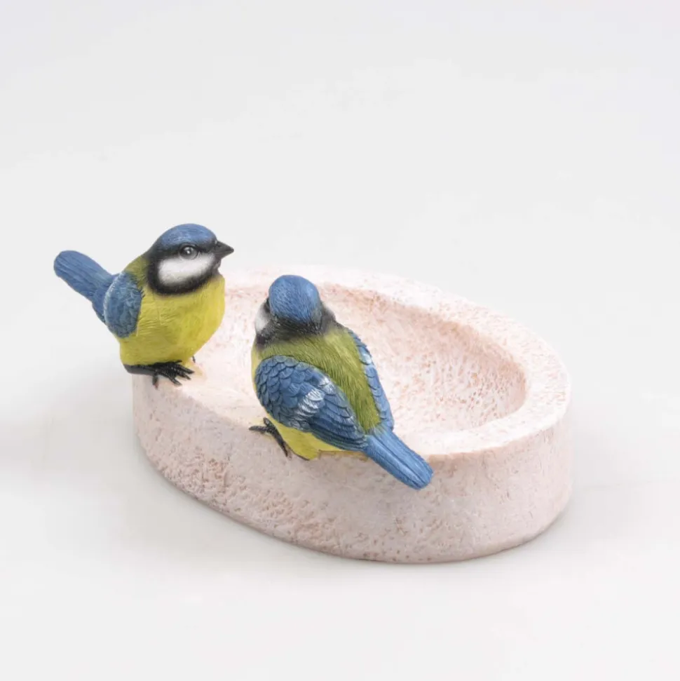 FARMWOOD ANIMALS - Bain oiseau en résine avec oiseaux 20 x 15 x 10.5 cm mésange charbonnière