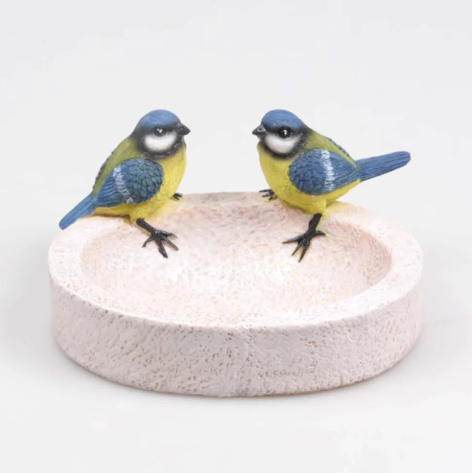 FARMWOOD ANIMALS - Bain oiseau en résine avec oiseaux 20 x 15 x 10.5 cm mésange charbonnière