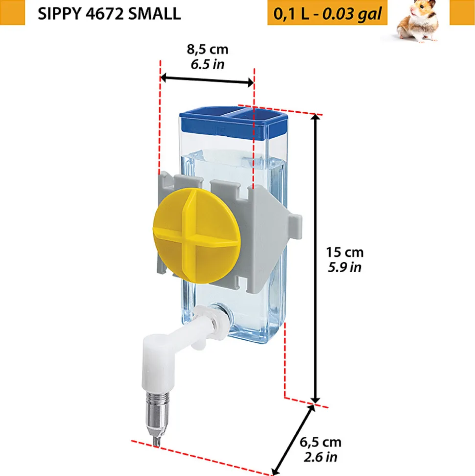 Ferplast abreuvoir pour hamsters, souris et gerbilles sippy 4672 small, bouteille d'eau distributeur pour petits rongeurs capacité
