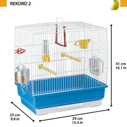 Ferplast cage à oiseaux rekord 2 cage pour oiseaux, canaris, perruches ondulées, en métal, accessoires inclus mangeoires rotatives