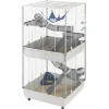Ferplast cage pour fûrets furet tower, structure verticale sur plusieurs étages, roues et accessoires inclus, métal vernis gris et