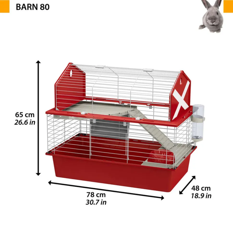 FERPLAST - Clapier barn 80 78x48x65 cm rouge