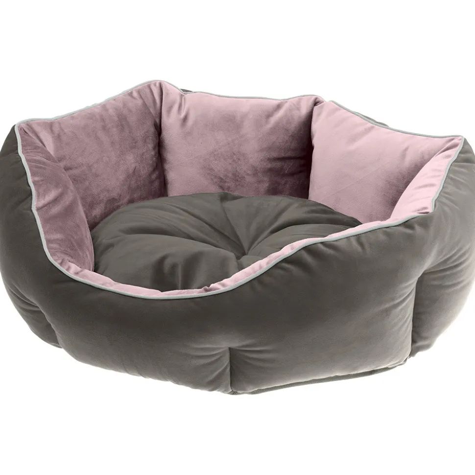 Ferplast divan pour chats et chiens queen 50 con coussin, couchage rembourré pour animaux, double-face, velours doux, lavable,