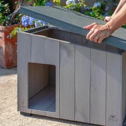 FERPLAST - Niche pour extérieur, maison pour chiens argo 60 en bois fsc avec vernis atoxique, résistant aux u.v.
