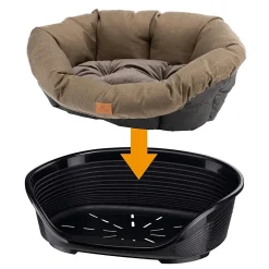 Ferplast panier chien et chat avec coussin sofa' 2 tweed lavable, lit pour chien et chat en plastique rembourré, corbeille en