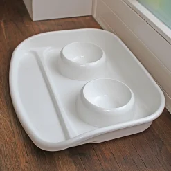 Ferplast plateau avec écuelles pour chats et chiens lindo double écuelle pour animaux, base en plastique résistant, pieds